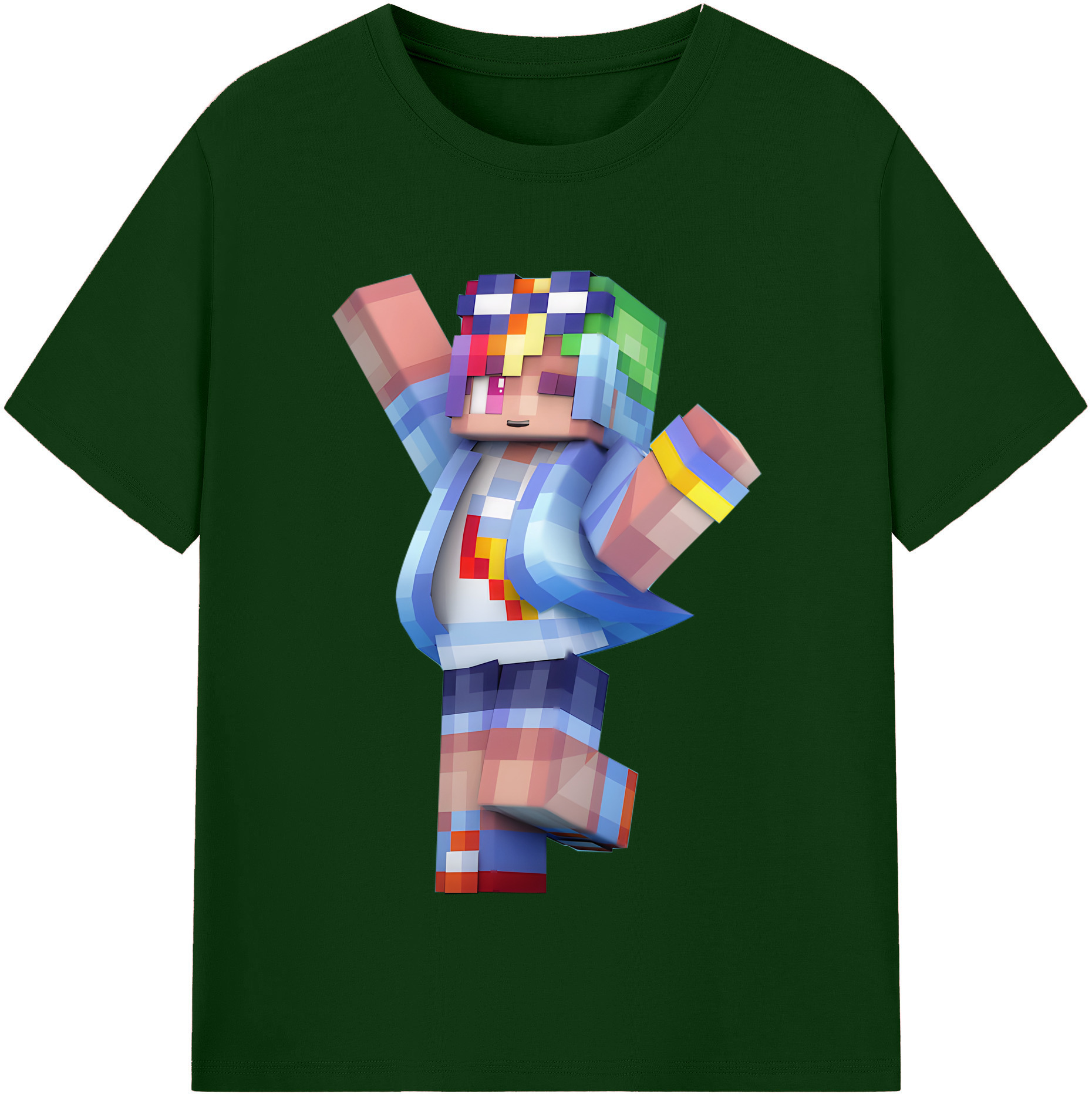 （画像用） マインクラフト ブロックの世界 Minecraft MC Block world 綿100％半袖Tシャツ（フロントプリント）